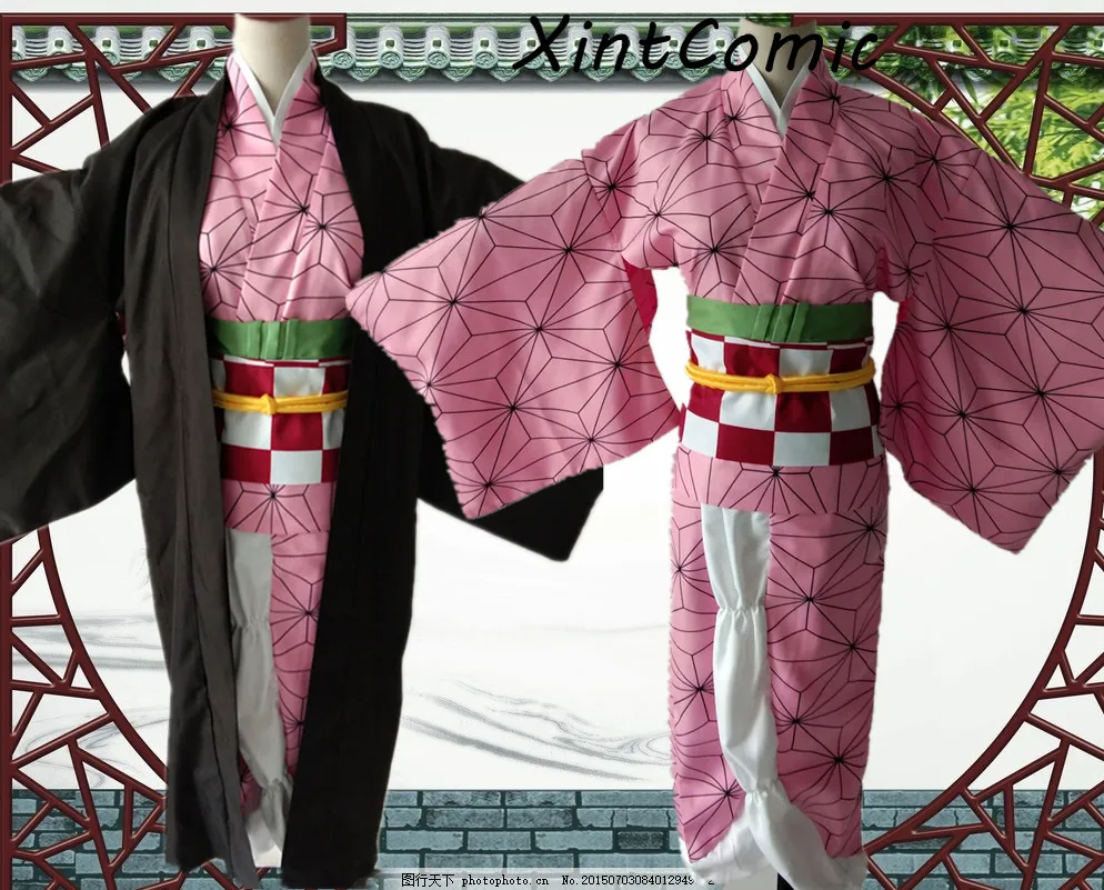Аниме Косплей демона убийца Kimetsu no Yaiba Kamado Nezuko косплей костюм для женщин Детский комплект Кимоно Костюмы
