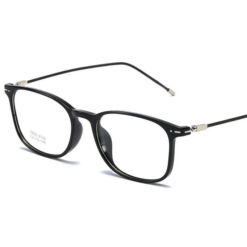 Bright Black TR90 квадратные очки по рецепту, унисекс, сталь провод ноги близорукие очки прозрачный диоптрий-0,5-1,0-1,5-2,0-6,0 - Цвет оправы: Bright Black