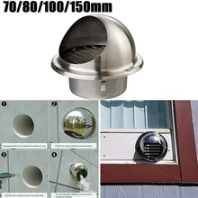

Stainless Steel Round Brushed Bull Nosed Extractor Outlet Wall Ceiling Air Vent Ducting Ventilation Grille Cover Outlet Heating