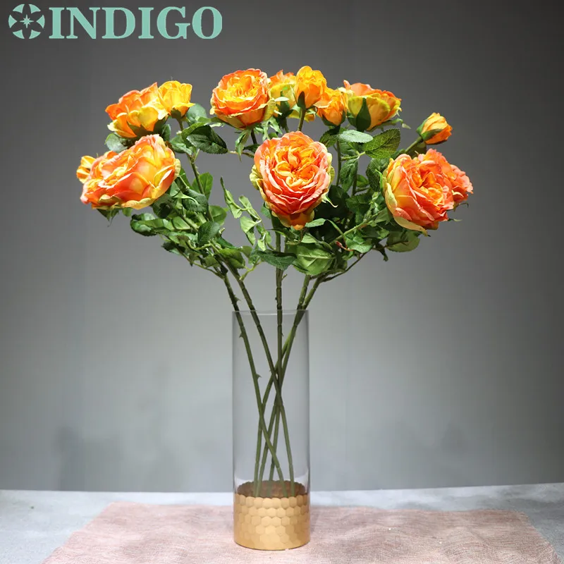 5 stems INDIGO-5stem пион(1 ствол = 1 цветок+ 2 бутона) свадебный цветок букет роз из шелка Шелковый Цветок Цветочные события вечерние цветы - Цвет: 5 stems