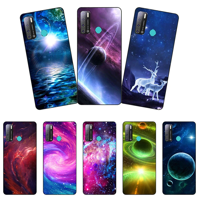 Printing Starry sky Case For Tecno Pouvoir 4 Pro LC8 LC7 Soft TPU Cover Relief Cartoon Design Funda Phone Skin Coque | Мобильные