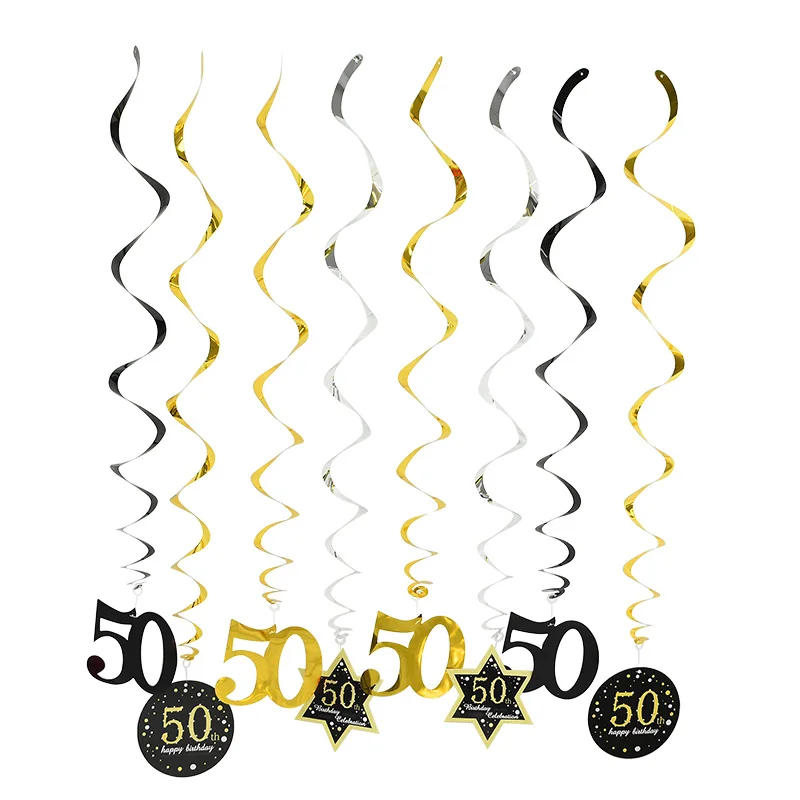 1st 30th 40th 50th фоторамка на день рождения для детей и взрослых декоративная бумага для вечеринок с днем рождения фоторамка - Цвет: 8Pcs 50th spiral