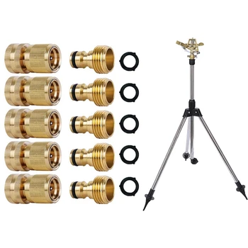 

HOT-1 Set Watering Sprinkler Sprayer Irrigation Kits & 1 Set Garden Hose Connectors Solid Brass 3/4 Inch Ght Male Female
