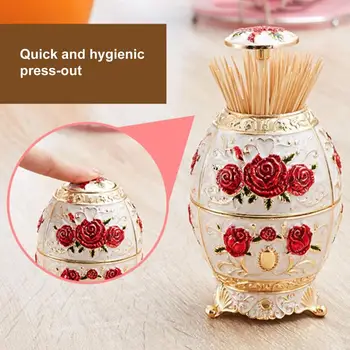 

Creative Metal Zinc Alloy Toothpick Holder Flower Pattern Holder Metal Toothpick Dispenser Box Organizer Bar Hotel Usage