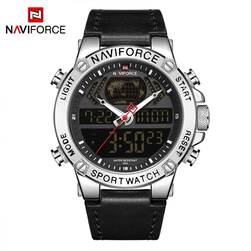 SBB NAVIFORCE Топ люксовый бренд Мужские часы кожа водонепроницаемые спортивные мужские часы кварцевые аналоговые цифровые часы мужские Relogio Masculino - Цвет: SBB