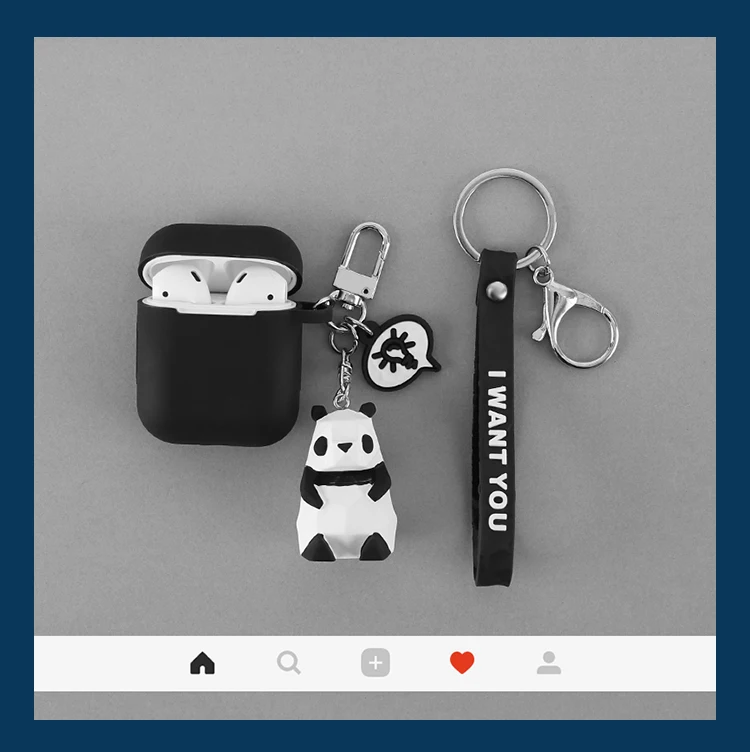 Cute Dinosaur Panda Case For Airpods Earphone Case Bluetooth Wireless Protective Cover For Apple AirPods Case Dinosaur Keychian