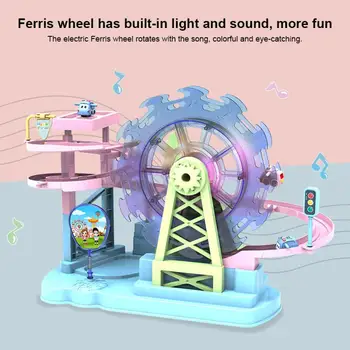 

Electric Rail Car with Music Light Playground Ferris Wheel Race Track Educational Toy For Girls Birthday Children's Day Gifts