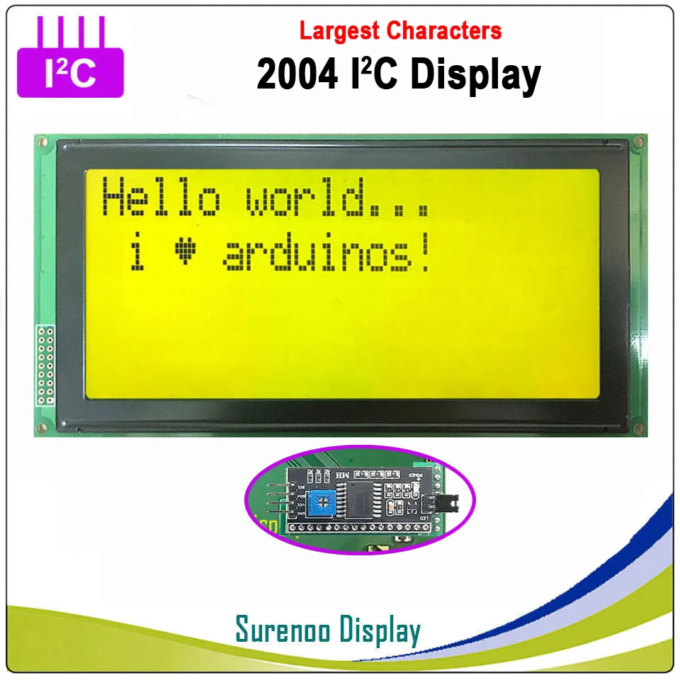 Серийный IIC/I2C/TWI 2004 204 20*4 крупнейших персональный модуль lcd Дисплей желтый и зеленый цвета синий с Подсветка для Arduino