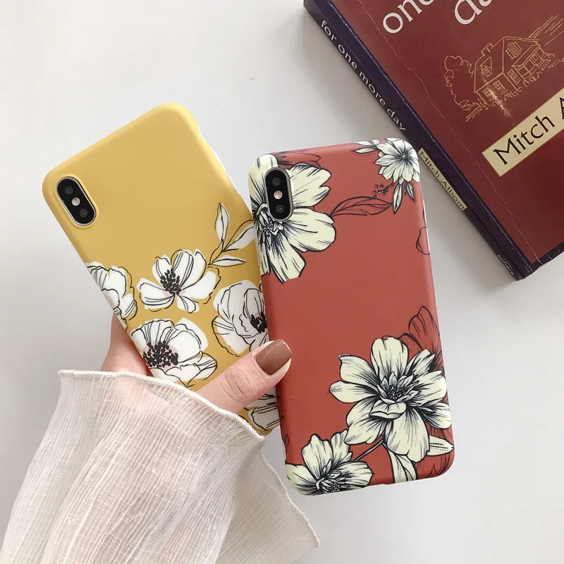 Чехол Ottwn в стиле ретро с цветами и листьями для iPhone 11 Pro Max XR XS Max X 7 8 6 6s Plus 11 цветная Мягкая силиконовая задняя крышка IMD с цветочным рисунком