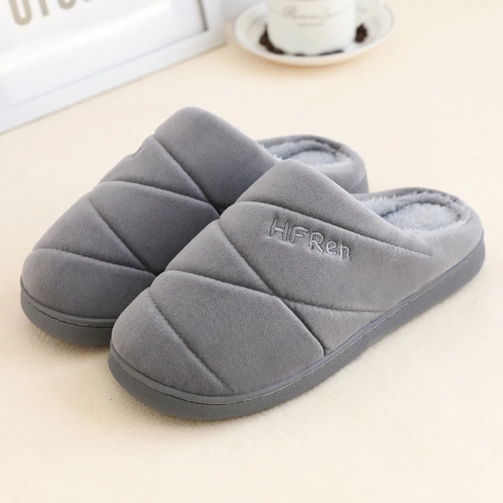 Zapatillas de felpa cortas para hombre, zapatos de Interior para el hogar y el dormitorio, zapatillas con rayas, para invierno y otoño