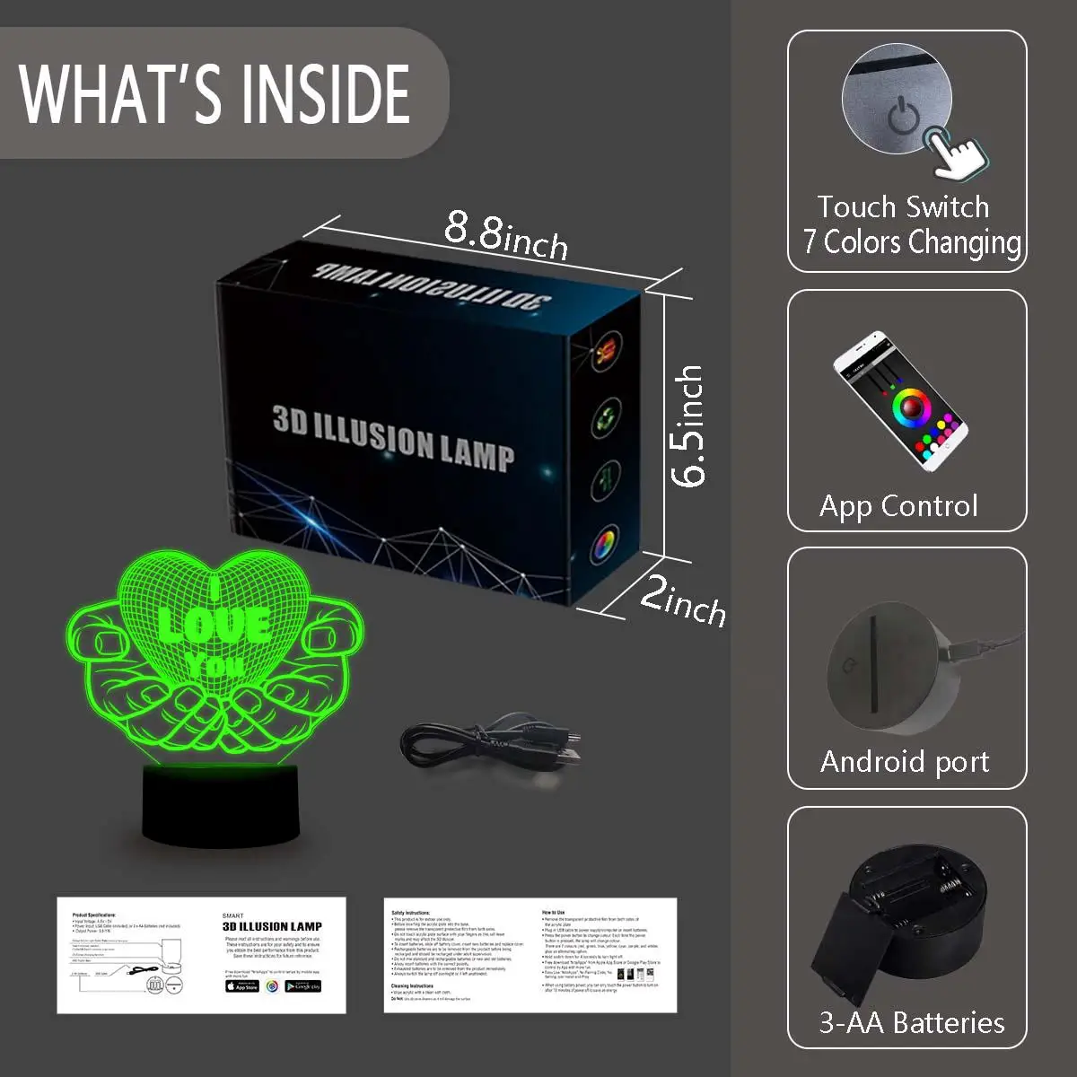 NiteApps 3D мальчик и девочка любовь ночник настольная Иллюзия украшение лампа подарок на день рождения приложение/сенсорный контроль