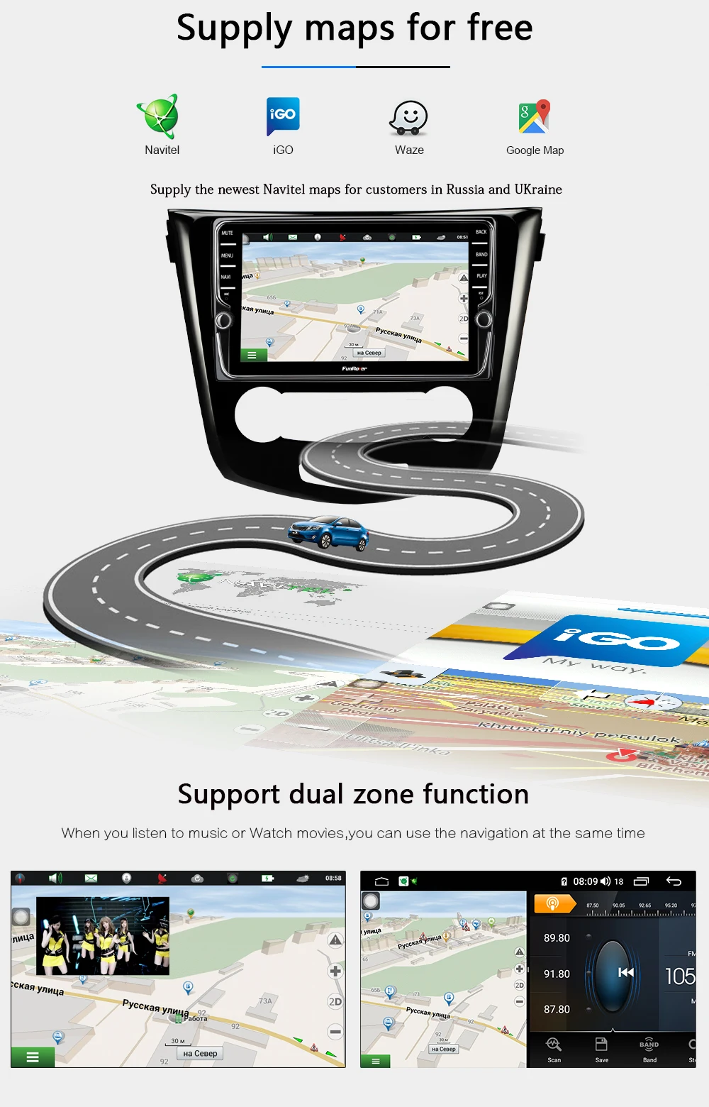 Funrover octa core Android 9.0 Car GPS Radio for Nissan X-Trail Qashqai J10 J11 dvd Multimedia Navigation