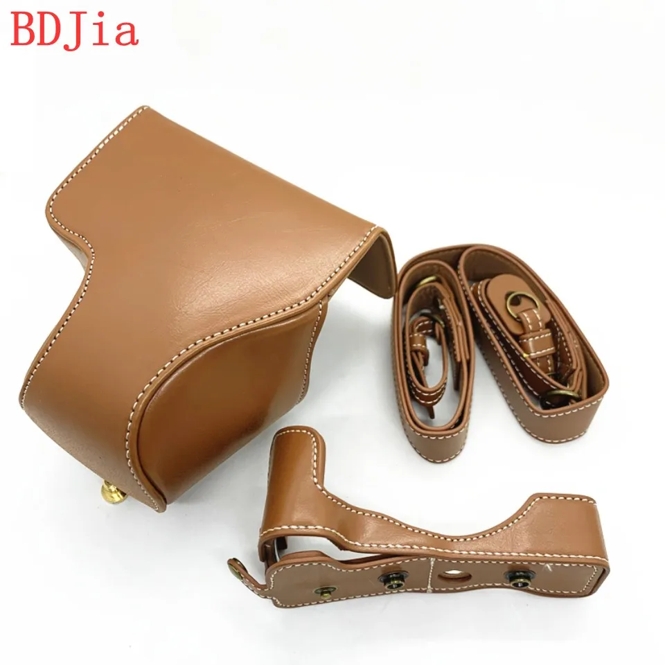 Luxury Leather Camera Case For Canon EOS M6II M6 MarkII Digital Camera PU Leather Camera Bag Cover With Battery Opening+strap