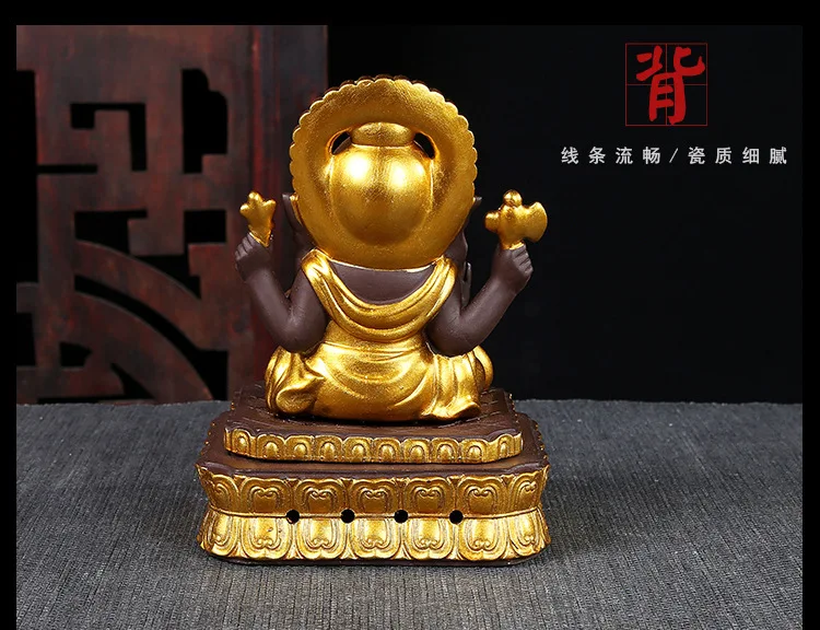 Golden Elephant Head God Incense burner and Ganesha Purple Sand Lotus Type Backflow Incense Burner Buddha(5 Styles Alternative