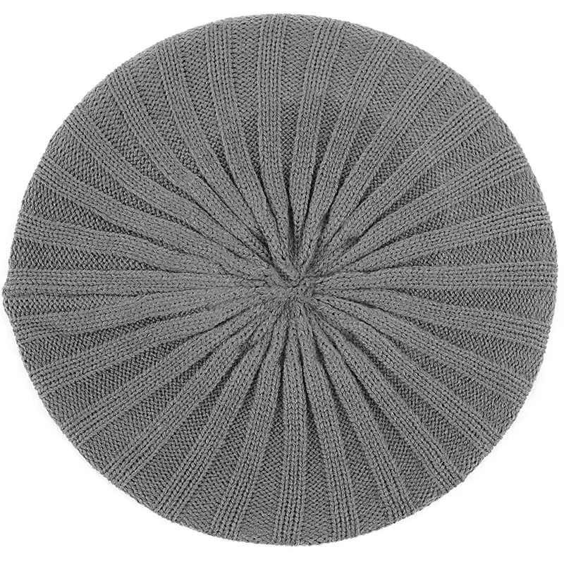 dark gray Women Ribbed Fashion Beret Hat Solid Color Slouchy Winter Hats Knitted Bonnet Caps for Girls Lady Female Autumnc - Цвет: dark gray