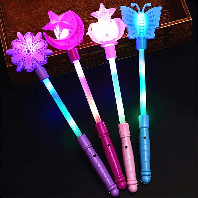 

Magic Wand Children Glowing Toy Colorful Moon And Stars Magic Wand Wholesale Snow Princess Frozen Crown Flash Stick