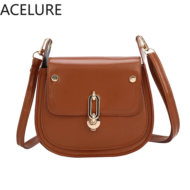 BS ACELURE Smal Cover Hasp Shoulder Bags for Women Brown Black PU Leather Crossbody Messenger Bags Ladies Shopping Purse Flap 6