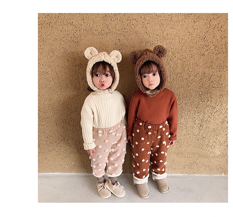 baby girl autumn winter new velvet thick warm sweater children solid color long sleeve tops kids clothing