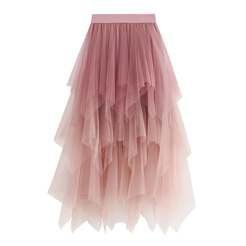 Новинка года, Необычные Юбки длинная юбка с сеткой для девочек, с высокой талией, тонкие цвета, 8156