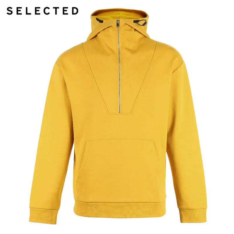 SELECTED Men's Winter Pullover Hooded Cotton Sweatshirt Pure Color Hoodie Clothes C 41914D503
