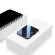 10000 мАч Мини банк питания D72 ЖК-дисплей зеркальный экран ультратонкий встроенный 3 в 1 кабель Беспроводное зарядное устройство Портативный внешний аккумулятор