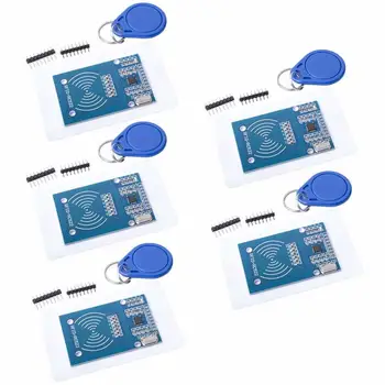 

5pcs Rc522 Rfid Rf Ic Card Sensor Module + S50 White Card + Key Ring For Arduino Raspberry Pi