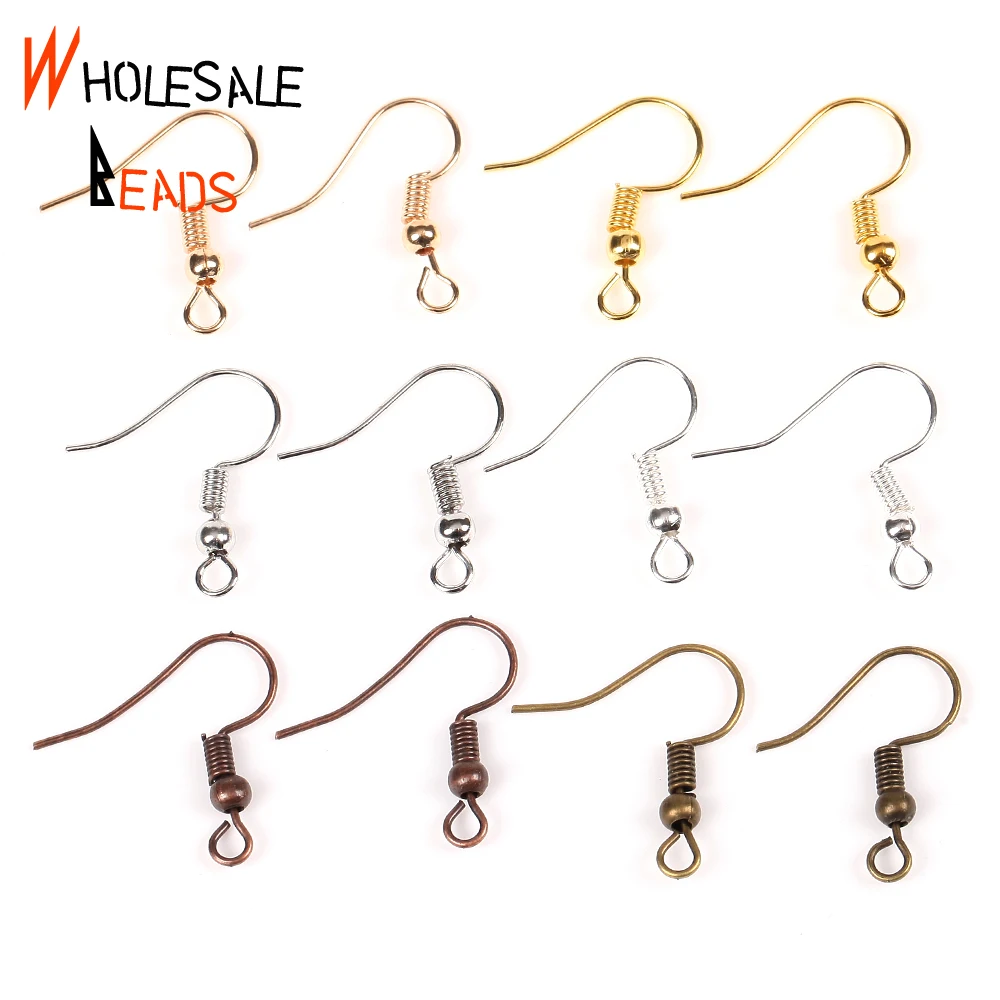 100-200pcs Gold Color Ear Hook DIY Earring Clasps Findings Earring Wires  For Jewelry Making Supplies Accessories Iron Hook