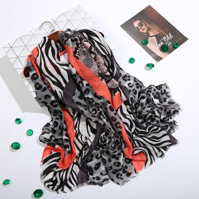 Атласный хлопковый и льняной шарф, Леопардовый принт с животными, весенне-летний шелковый шарф, на заказ