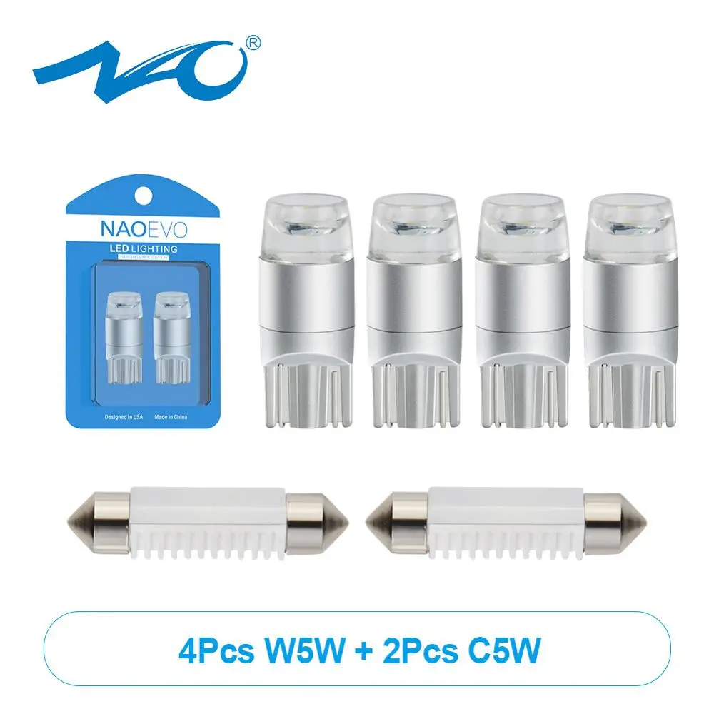 NAO 6 шт. T10 светодиодный W5W C5W 31 мм 36 C10W 5W5 автомобильная лампа для внутреннего