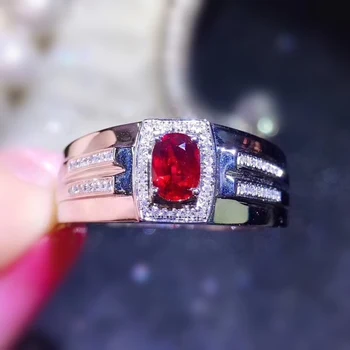 

Per jewelry Natural real ruby or emerald or sapphire men women ring Free shipping 0.6ct gemstone 925 sterling silver T203178