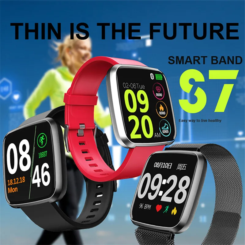 ESEED S7 Smart Bracelet 1.3 inch Fitness Tracker IP67 Heart Rate Monitor BT 4.0 Smart Watch Wristband for apple xiao mi band 4