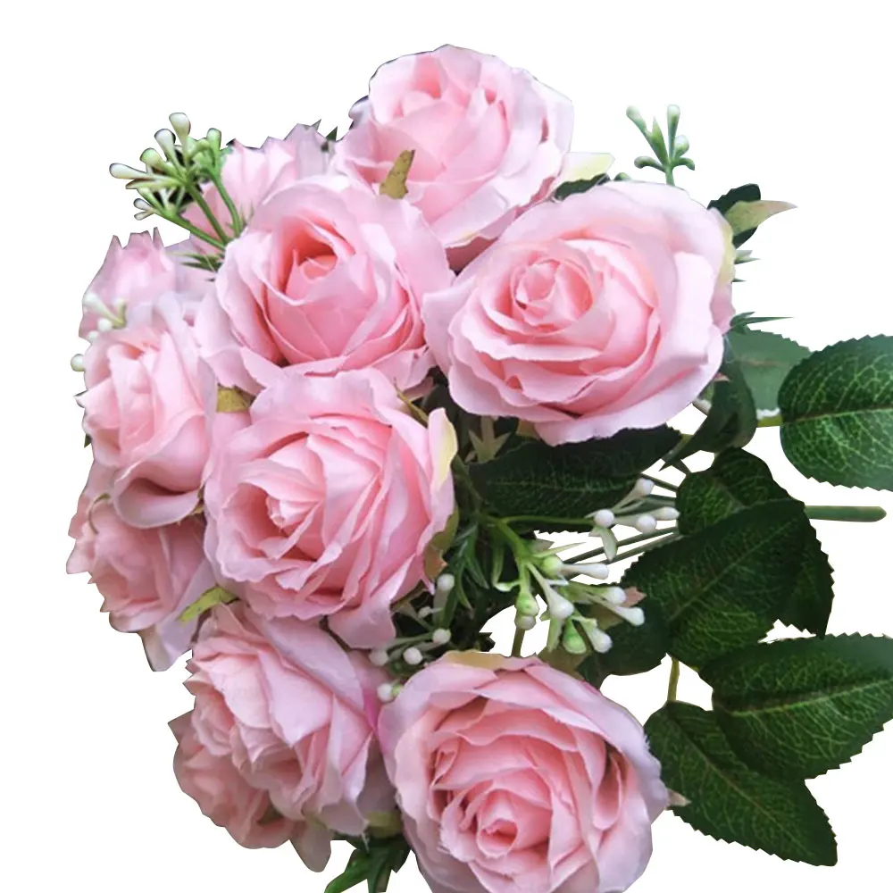 Pink 12 веток шелковой ткани Моделирование искусственных цветов розы Идеальный элегантный домашний Декор подарок ручной работы фестиваль 1 букет - Цвет: Pink
