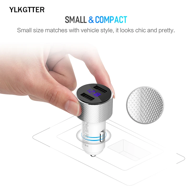 YLKGTTER, двойной USB 3.1A выход, умный светодиодный, автомобильное зарядное устройство для iphone X/11, iphone 6/5/6 p, huawei Mate30, высокая сила тока, мини-зарядное устройство