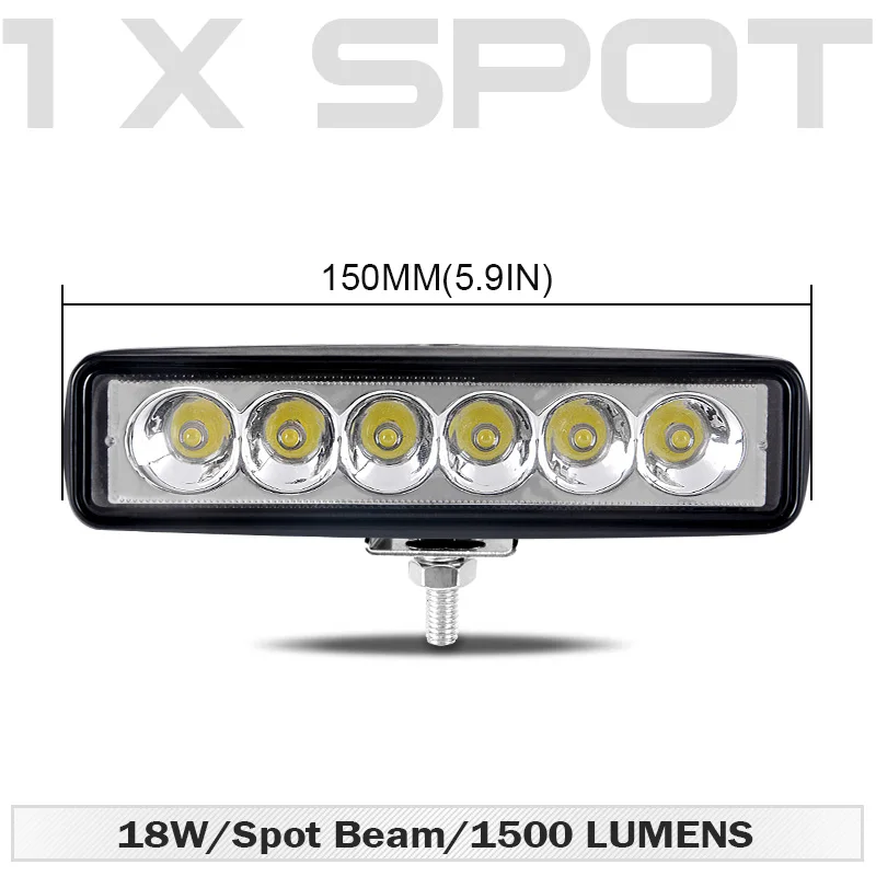 One Pcs Spot Beam 6 дюймов 18 Вт внедорожный DRL светодиодный рабочий светильник прожектор Точечный светильник 12 В 24 в дневной ходовой светильник для Jeep 4x4 ATV 4WD SUV автомобильный Стайлинг - Цвет: One Pcs Spot Beam