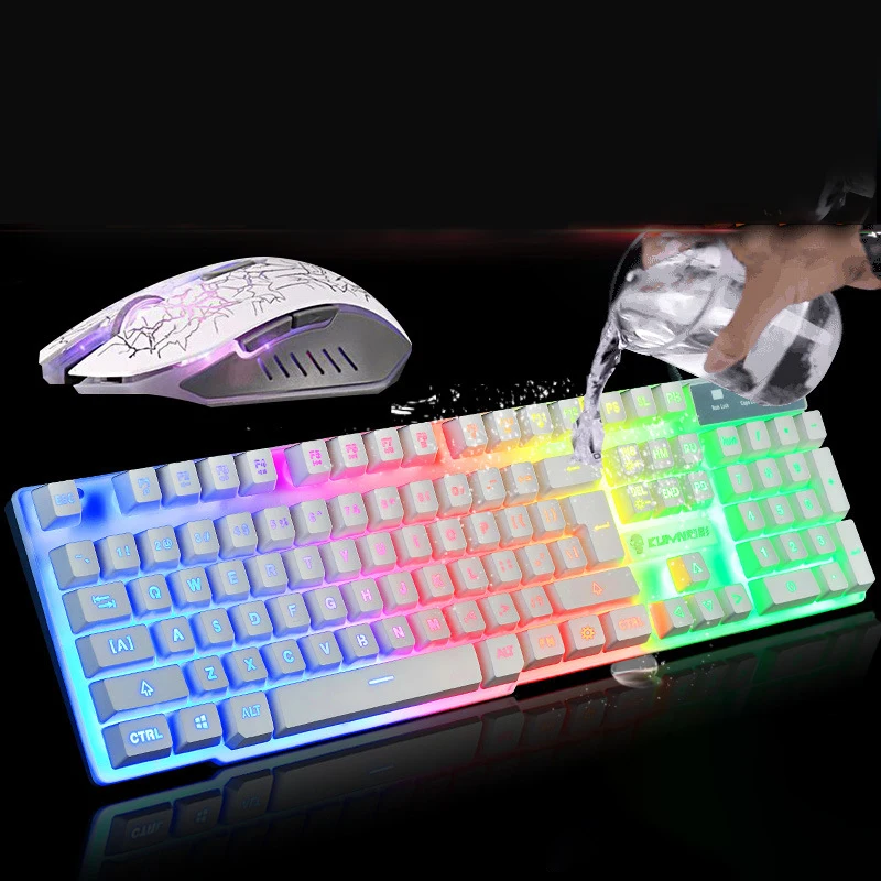 Для T6 Радужный ослепительный usb-кабель, игровая клавиатура и мышь+ коврик для мыши, набор