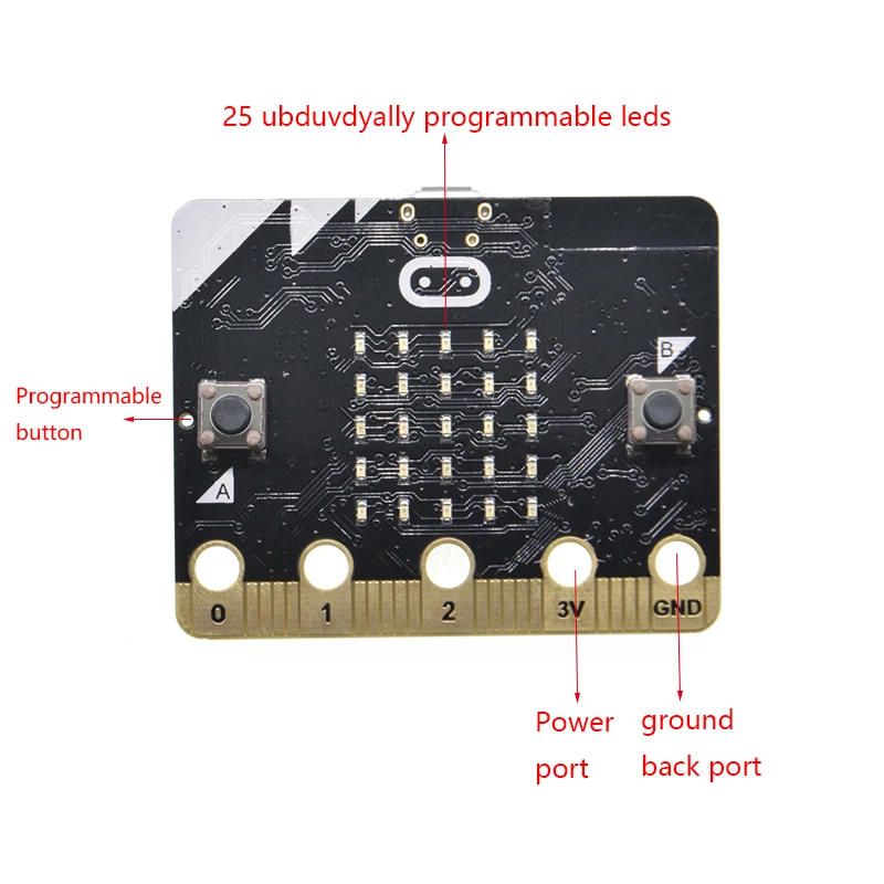 1 шт. micro: bit microbit-контроллер nrf51822 bluetooth ARM Cortex-M0, 25 светодиодный свет. Компьютер для детей начинающих программировать