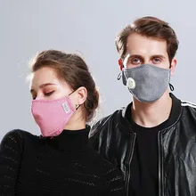 Унисекс Респиратор маска с дыхательным клапаном Моющийся хлопок активированный уголь фильтр PM2.5 рот маски Анти Пыль аллергия маски