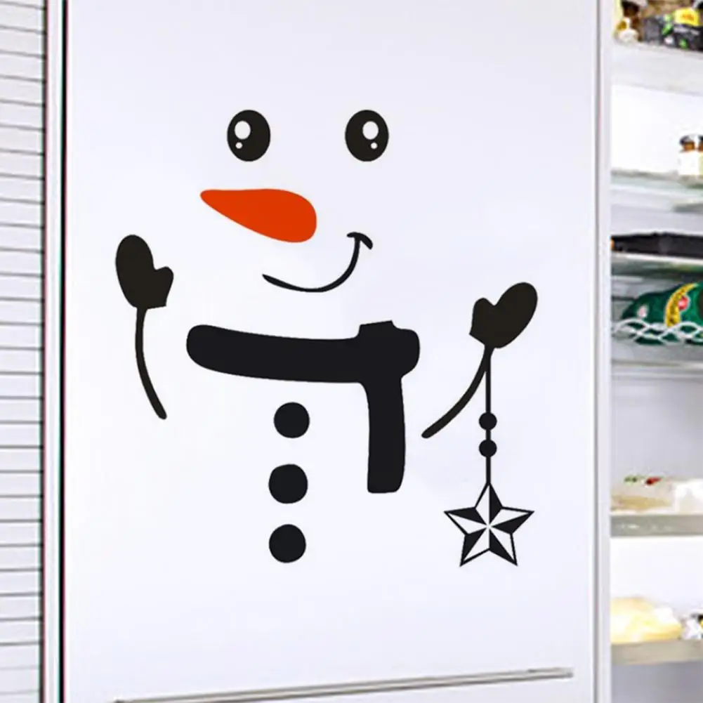 

Cute Snowman Applique Front Door Refrigerator Christmas Decor Vinyl Wall Sticker, Christmas Wall Sticker Cute Snowman Home Decor