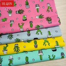 HLQON хлопчатобумажная ткань с принтом кактуса, используемая для стеганого шитья одежды, текстильная Женская одежда, юбка, обувь 100x150 см