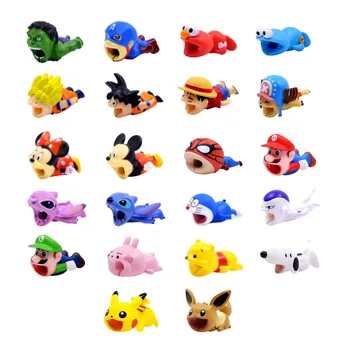

CHIPAL Cartoon Bite Animal Cable Protector for iPhone USB Charger Wire Winder Organizer Chompers Luffy Son Goku Stitch Holder