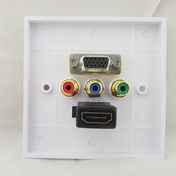 

Outlet Welding Free AV Video Audio Socket Home Panel HDTV 1080p Tool Durable Composite HDMI VGA 3RCA Wall Plate Accessories