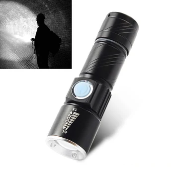 

USB Flashlight Highlight Handy Powerful LED 3 Modes Mini Flashlight Waterproof Zoomable Focus Torch USB Charging Light