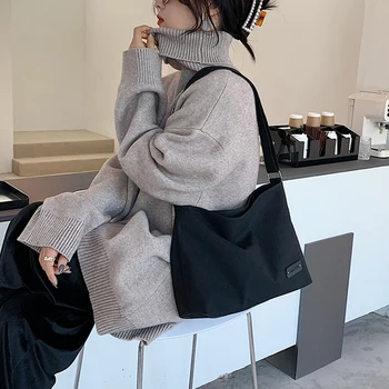 

Women Canvas Shopping Bags Female Cloth Shoulder Crossbody Handbag Reusable Eco Large Capacity Casual Travel Totes