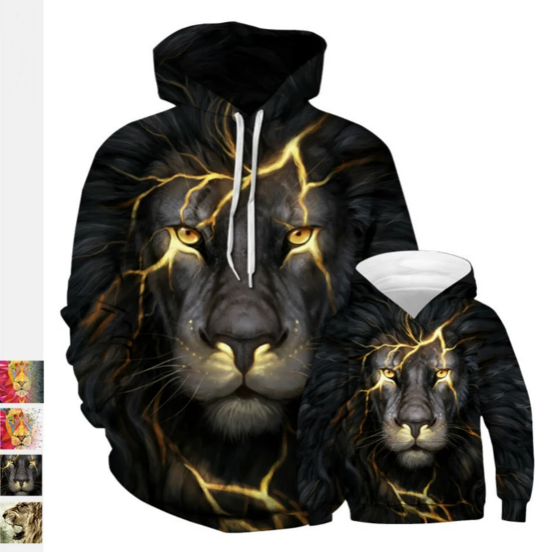 

Hoodie for Mother Father and Kids Baseball Costume for Lion 3D Printing Casual Jacket Loose Outer Clothing Autumn Winter Coat
