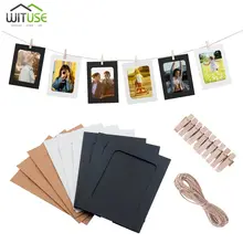 30 pces cada tamanho * 10 pces 3/5/6 Polegada photo frame clipe de papel kraft suporte de imagem pingente de parede de casamento decoração de memória quadro de imagem