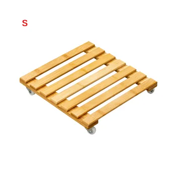 

Moveable Pot Bracket Black Bamboo Hollow Pot Mover With Four Wheels Square Durable Practical Moveable Pot Bracket For Home