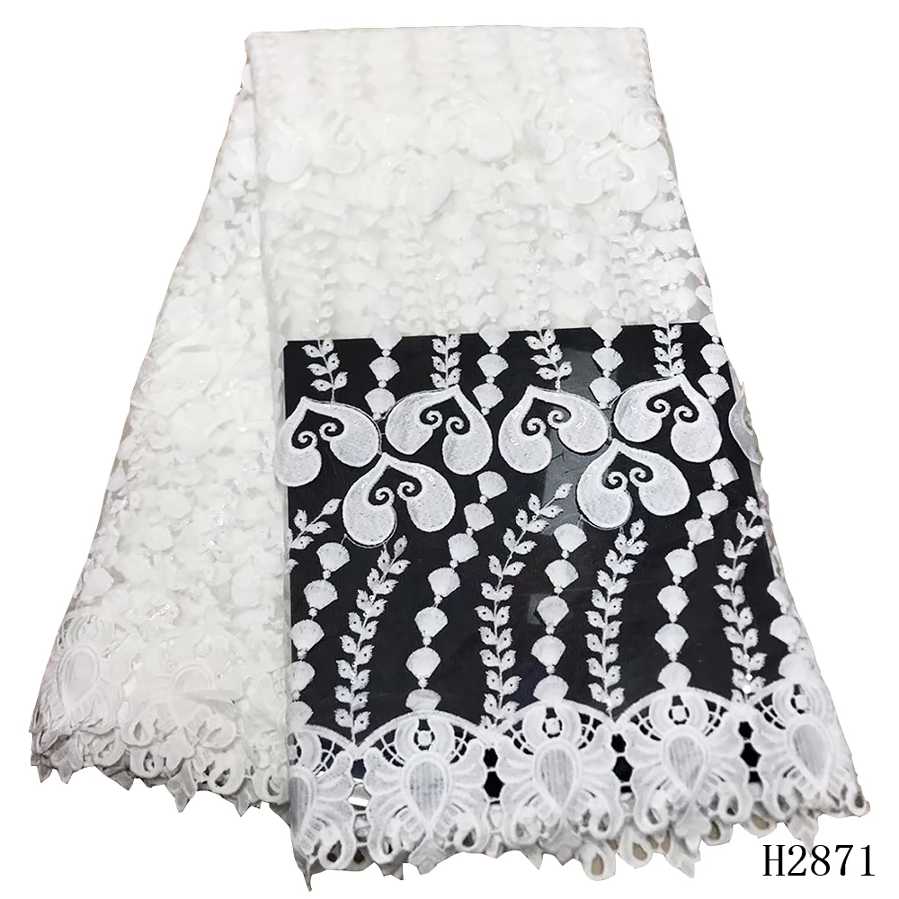 

African Lace Fabric 2019 Embroidered Nigerian Laces Fabric Bridal High Quality French Tulle Lace Fabric For Women Dress HJ2871-1