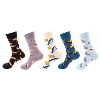 

Unisex Snack pattern Harajuku happy socks funny combed cotton casual wedding socks colorful novelty skateboard socks 1 Pair