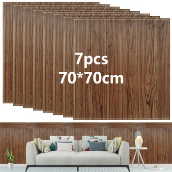 

3D Wall Sticker Foam Wooden Art Panels Decoration Self-adhesive Wood Wallpaper Living Room Home Decor Bedroom House Kid Children