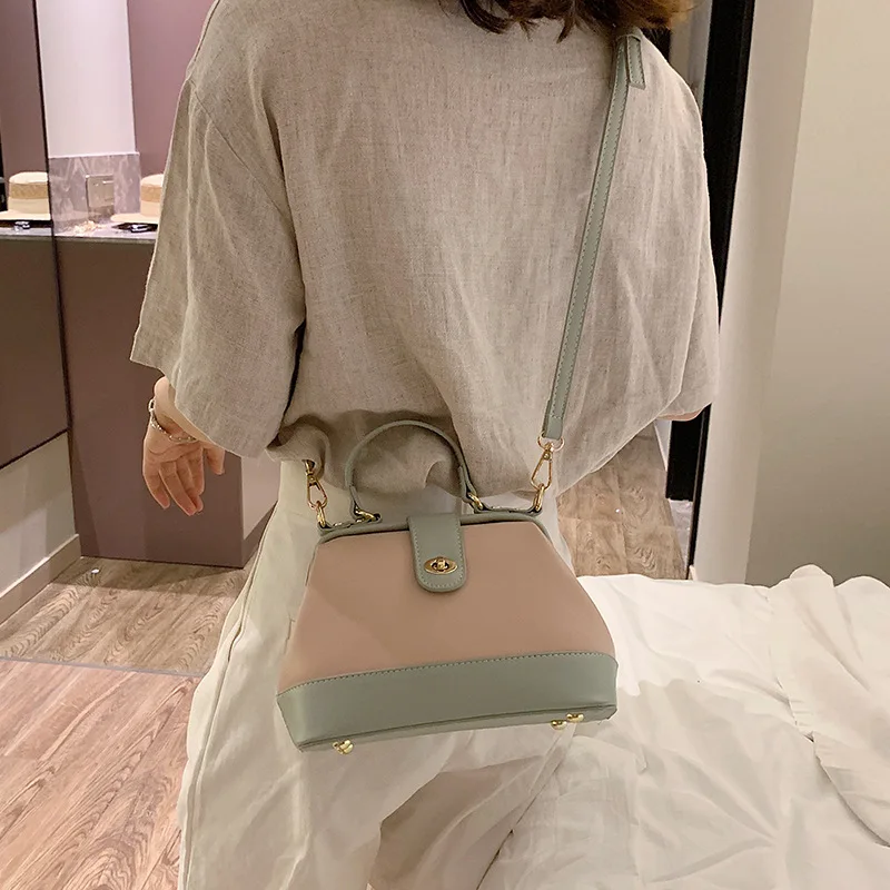 

2019 New Edition of Doctor's Bag Mosaic Color Match Joker Handbag Korean Fashion Single Shoulder Messenger Bag